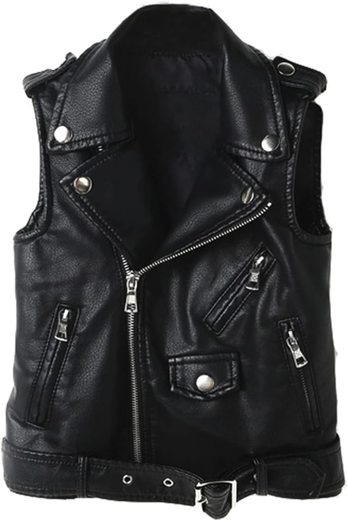 This fashionable leather top is designed specifically for girls, and adults aged 3 and above. Faux leather Motorcycle Dress Casual Boys Joker Vest