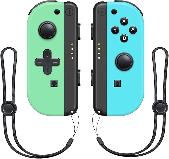 The switch joy pad controllers do not fit any original charging dock or steering wheels nor do they support infrared imaging, Controller Compatible for Switch/Lite/OLED, Wireless Switch Controller L/R with Wrist Strap (Green and Blue)