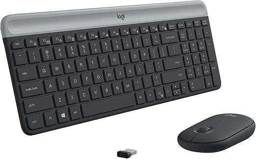 This wireless keyboard and mouse, ambidextrous 3 button mouse with high precision optical tracking and mechanical scroll wheel. Slim Wireless Keyboard and Mouse Combo - Modern Compact Layout, Ultra Quiet, 2.4 GHz USB Receiver