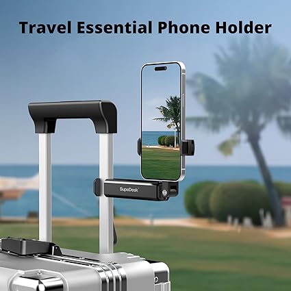 The airplane phone holder features an aluminum exterior, enhancing its beauty and durability, Universal 360° Rotatable Cell Phone Stand for Travel,Hands-Free,Pocket-Sized,Airplane Phone Mount for Handheld Shooting