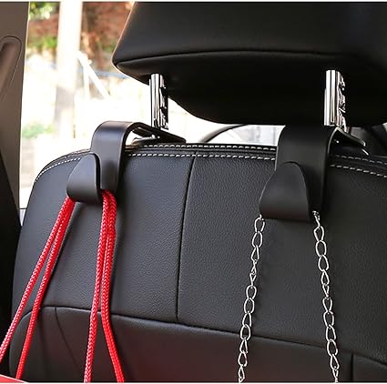 Hanging Handbags, Wallets Grocery Bags Cloth Kid's Toy Holder Fit Universal Car Vehicle,  4pcs Black Car Headrest Seat Hook Hidden Car Rear Seat Hanger Storage Hooks