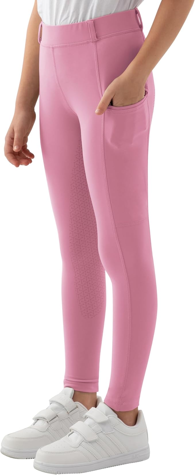 - Kids girls riding pants with 4 way stretch fabric,breathable and durable,ensure freedom during horse riding and riding trainning,  Equestrian Breeches Active School Pant
