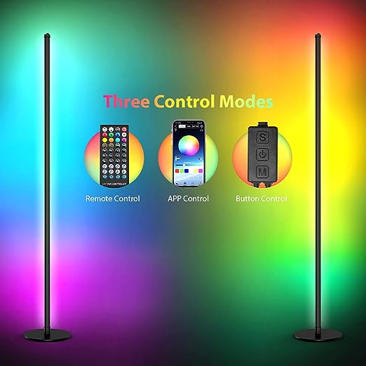 DIY Mode Smart Modern Floor Lamp for Living Room Bedroom Gaming Room - 61.5'' Tall LED