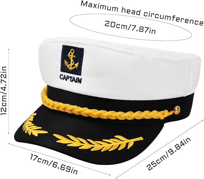 Adopting snapback closure design, it is adjustable to fits you well.White Sailor Hat Captain Caps