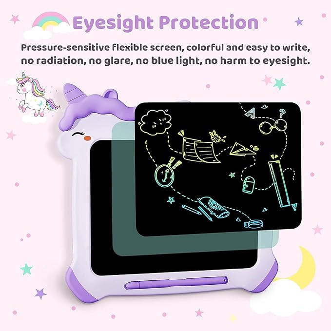 Unicorn Colorful Screen Doodle Board, Drawing Pad, Educational Toy, Toddlers Travel Toy
