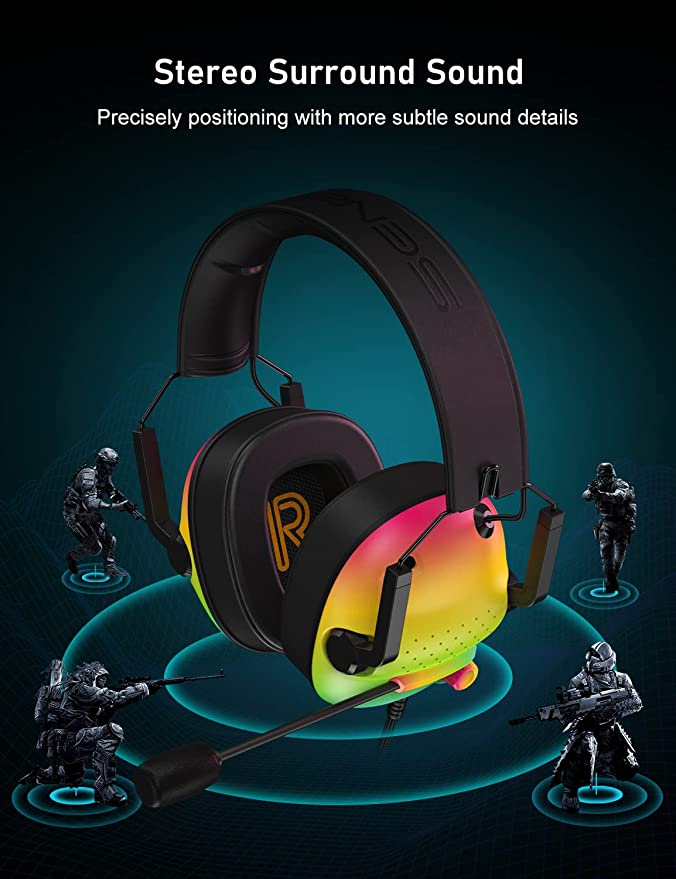 Headset with Noise Canceling Microphone, Gaming Headset for Xbox PS5 PS4