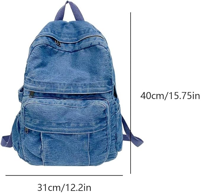 Our travel laptop backpack is equipped with additional pockets,Backpack for Women Retro Jeans Backpack Lightweight Casual Shoulder Bag , Denim