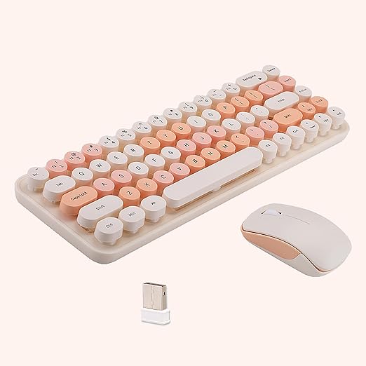 The wireless connection solves the desktop clutter problem caused by the data cable,Soundless 68 Keys, Suitable for Girls and Kids, Compatible with Notebook, PC