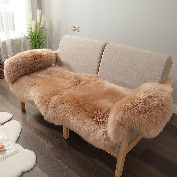 Pure Lambskin, Luxury Rug for Living Room,  warm in winter and cool in summer, it can adjust the temperature naturally,