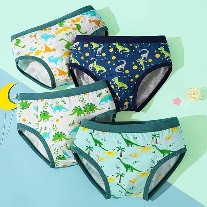 PACK OF 12 high-quality cotton, very soft, greatly enhancing its comfort and breathability.Boys Briefs Toddler Underwear Cotton Dinosaur