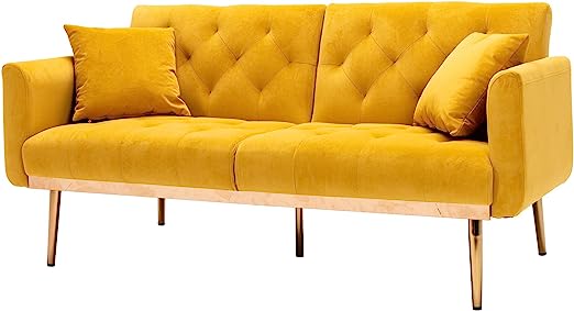 Velvet Fabric Upholstered Sofa in Grey