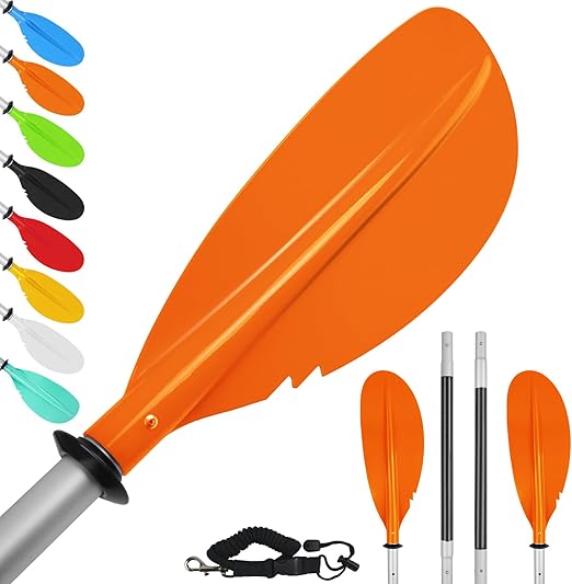 Kayak Oars Boat Paddles for Adults with Paddle Leash, Heavy Duty Aluminum Alloy Shaft Float Lightweight Detachable Adjustable Kayak Oars