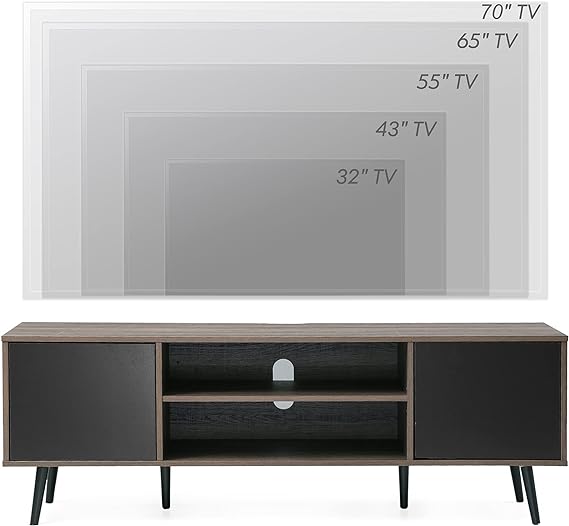 This Black/Brown tv console table will be a perfect spot to hold a TV in your living room and bedroom. TV Console Cabinet with Storage, Entertainment Center in Black & Brown for Living Room