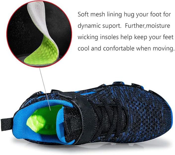 breathable mesh inside keeps kids away from foot odor.Athletic Lightweight Sports Running Walking Shoes for KIDS