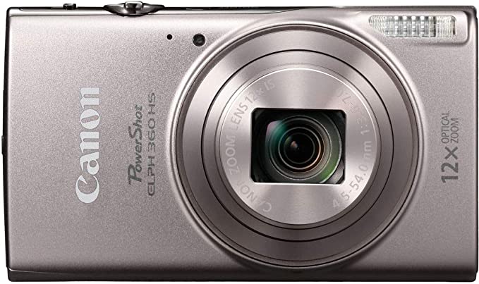 Canon PowerShot ELPH 360 HS Digital Camera (Silver) (1078C001) + 64GB Memory Card + Case + Card Reader + Flex Tripod + Memory Wallet + Cap Keeper + Cleaning Kit