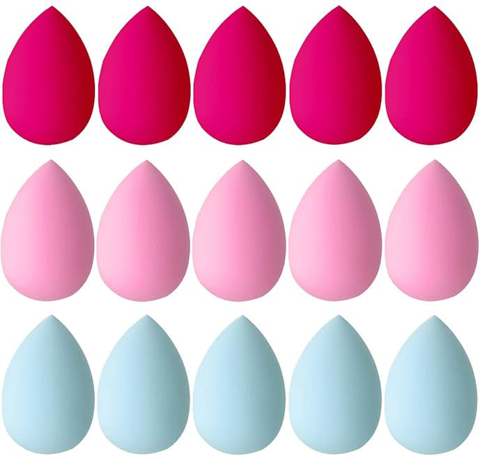 Made from non-latex material, soft feeling, well bouncy beauty sponge, easy to distinguish, 15 Pcs Beauty Blender Sponge Foundation Blending Sponge with 2 Pcs Makeup Blender Holders