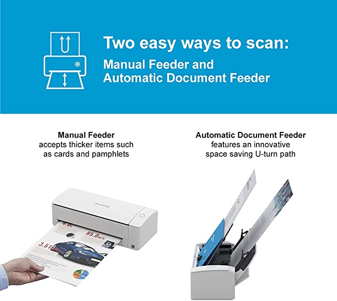 Fujitsu ScanSnap iX1300 Compact Wireless or USB Double-Sided Colour Document, Photo & Receipt Scanner with Auto Document Feeder and Manual Feeder for Mac or PC, White