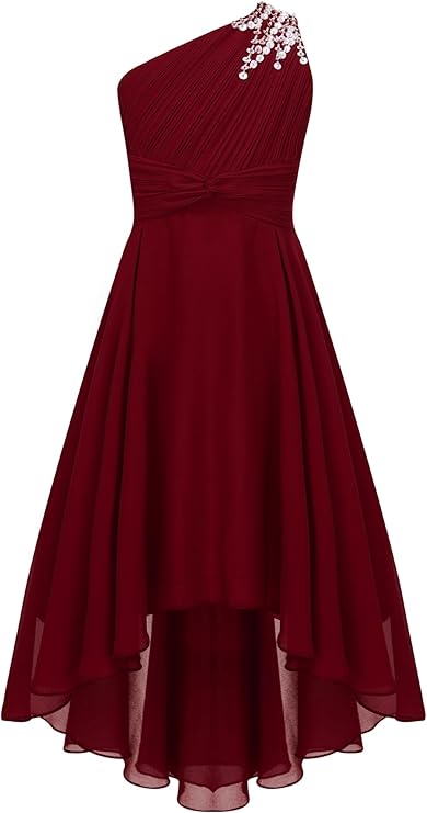 This dress is perfect for any flower girl or junior bridesmaid and is ideal if you are looking for matching dresses for a wide age range. Satin flower girl dress, Flower Kids Girls Dance Dress One Piece High Low Hem Dress Gown for Stage Performance