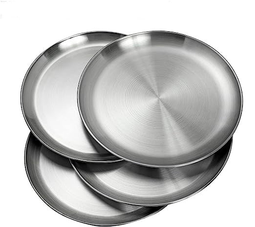 Set Of 4, Camping Plates, Reusable and Dishwasher, Unbreakable Dinner Dishes Plates
