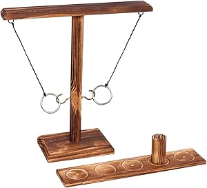 both sides and start the game! Each time you land the hook, move the wooden cup 1 space towards your opponent. Hook and Ring for Adults (Brown, 25cm), Handheld Board Games with Shot Ladder