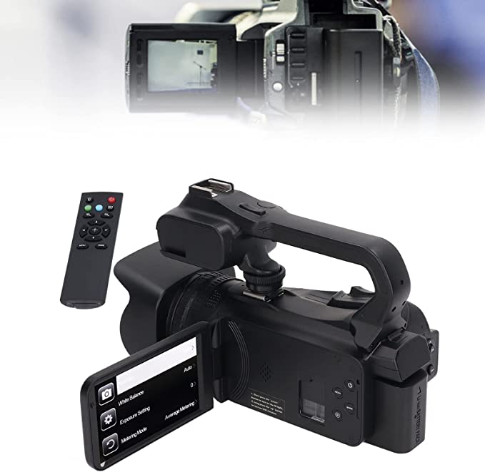 4K Video Camera, Camcorder 48MP HD WiFi Touch Screen Vlogging Camera, 18X Digital Zoom with Microphone Stabilizer Lens Hood Remote
