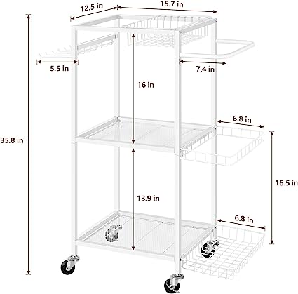 Home Gym Storage Rack with Hooks and Wheels and  Workout Equipment Storage Rack Cart