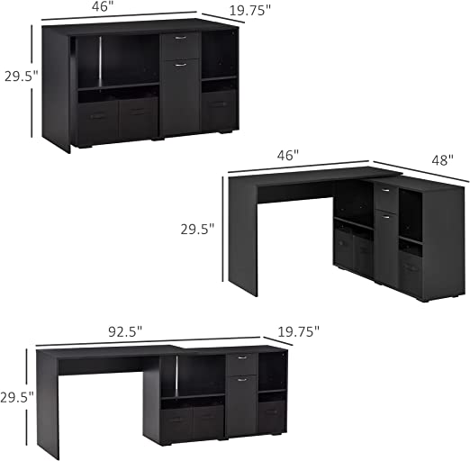 Desk Home Office Table with Storage Shelf Drawer