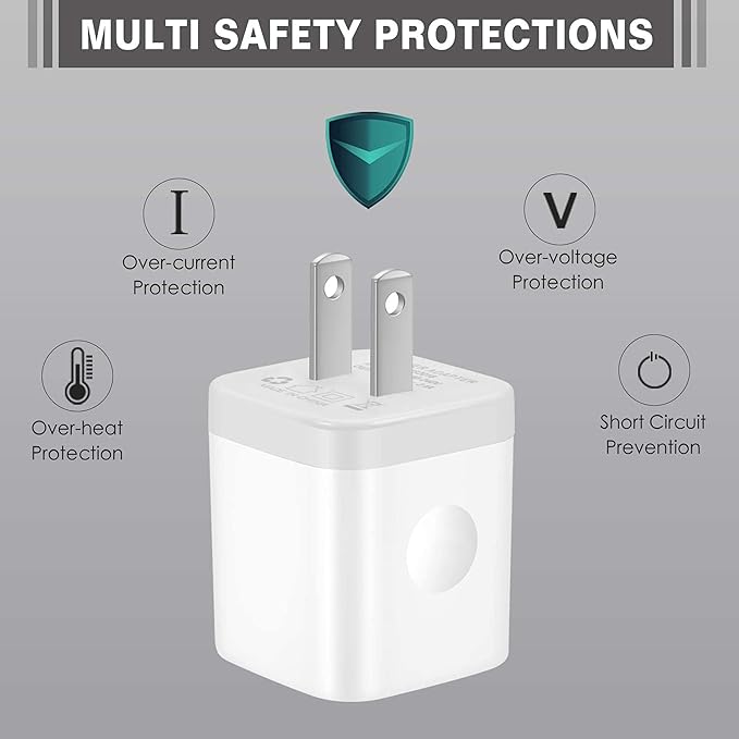 The charging block is compatible with a variety of cables and USB devices, including smartphones,Power Adapter Charging Box Brick for iPhone 14/13/12/11/Pro Max/SE/XS/XR/X/8/7/6 Plus, Samsung S23 S22 S21, Moto, LG, Android