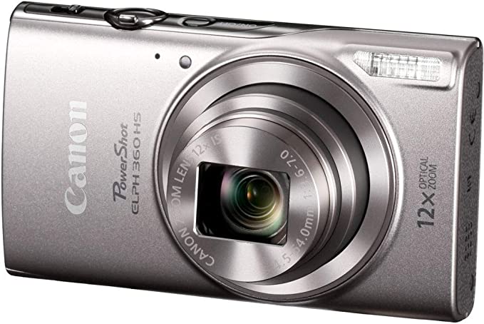 Canon PowerShot ELPH 360 HS Digital Camera (Silver) (1078C001) + 64GB Memory Card + Case + Card Reader + Flex Tripod + Memory Wallet + Cap Keeper + Cleaning Kit