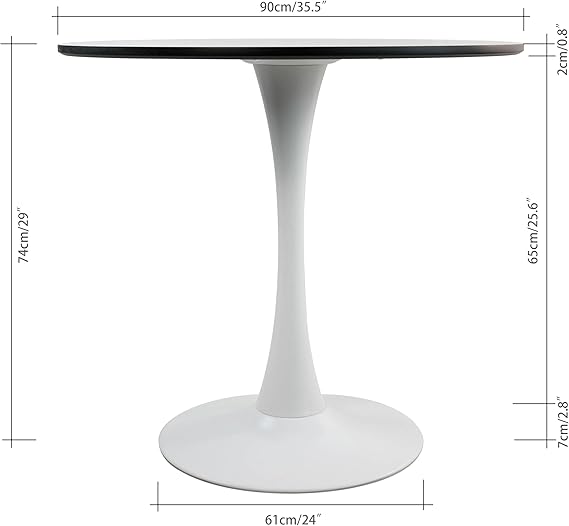 steel legs for a classic mid-century look that is perfect in any home.Mid-Century Modern Dining Table, White Marble Style Finish