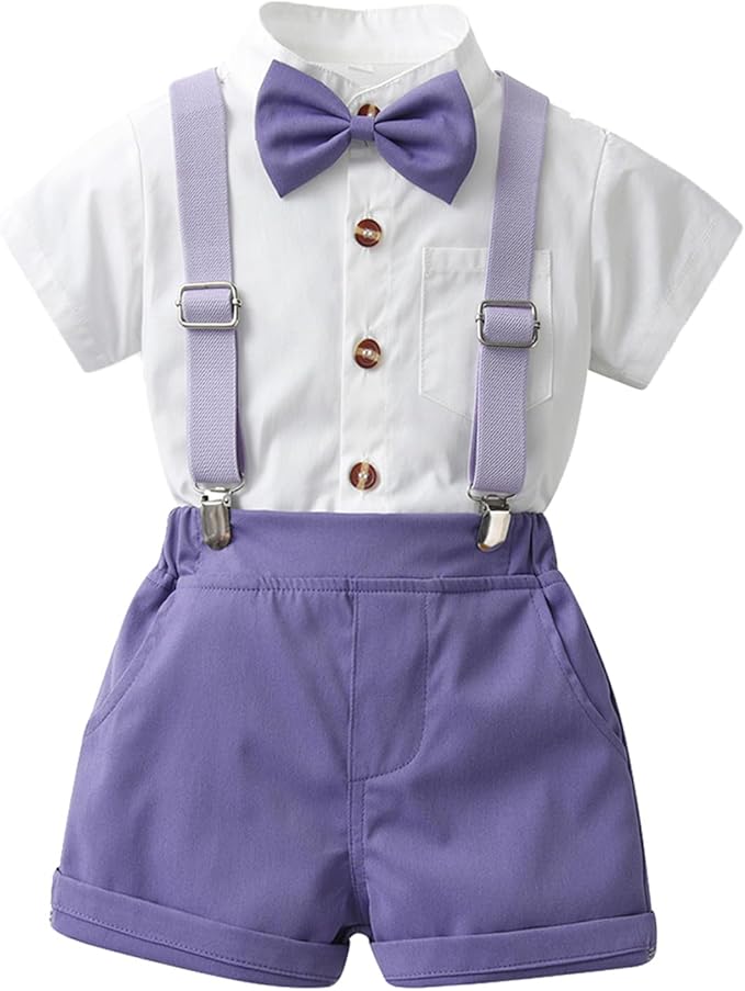 Unique Design: The toddler boy's shirt features a dinosaur-spiked design to set your little one apart and make him look stylish and handsome. The removable suspender shorts and bow tie are comfortable and sturdy,