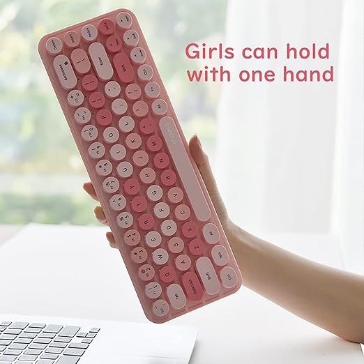 The wireless connection solves the desktop clutter problem caused by the data cable,Soundless 68 Keys, Suitable for Girls and Kids, Compatible with Notebook, PC