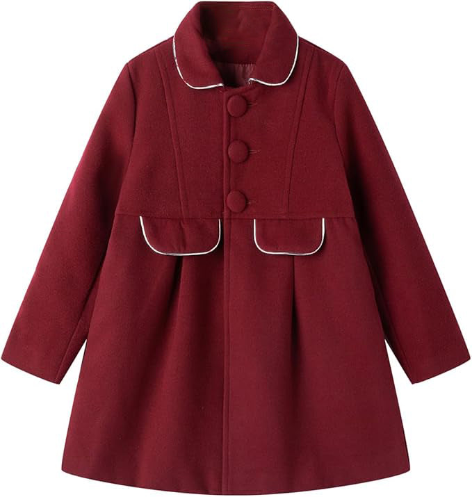 Crafted from high-quality polyester, this dress offers a soft and cozy feel,  Little Girls Peacoat Faux Wool Dress Coat Slim