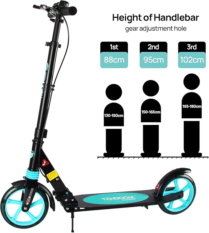 Teens & Adults, Lightweight Kick Scooter with Carry Strap Adjustable Height Equipped with Front handbrake and Rear Brake,
