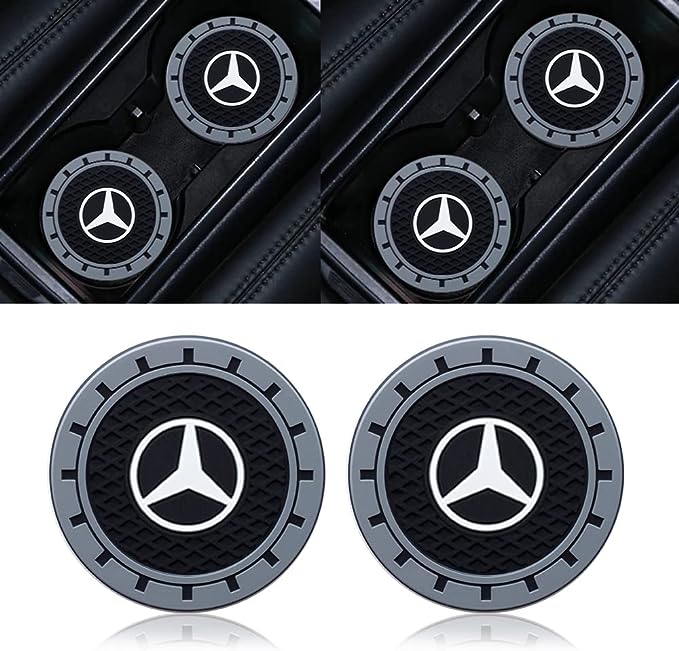 Coasters for Cup Holder Mercedes Benz, The car coasters can protect the original cup holder slots of the car from dust, drinks or water, and keep the place clean and sticky-free