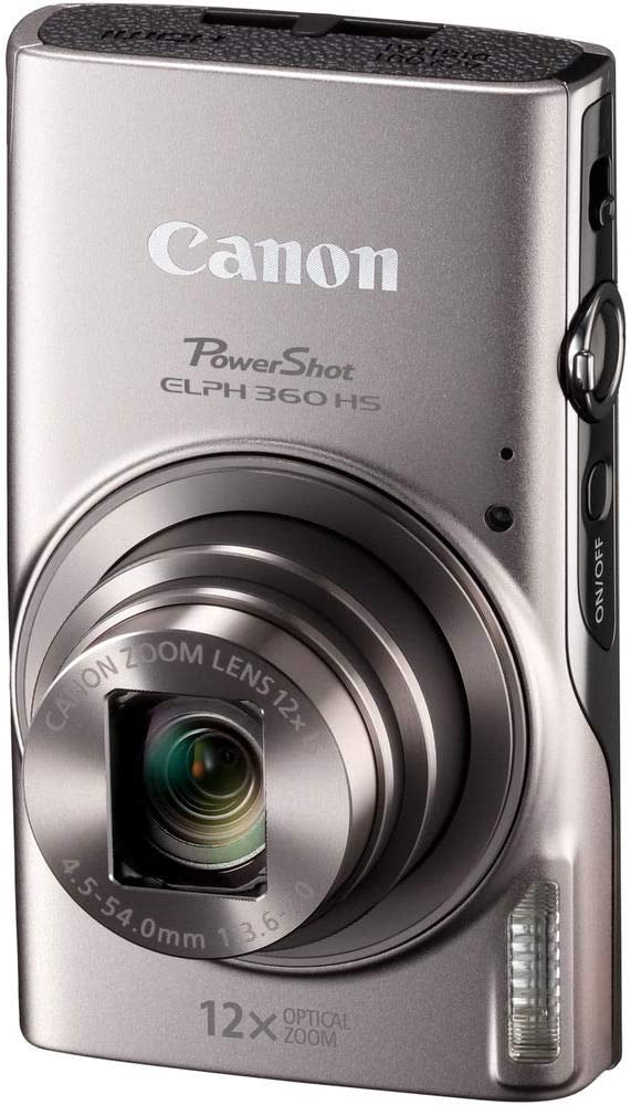 Canon PowerShot ELPH 360 HS Digital Camera (Silver) (1078C001) + 64GB Memory Card + Case + Card Reader + Flex Tripod + Memory Wallet + Cap Keeper + Cleaning Kit