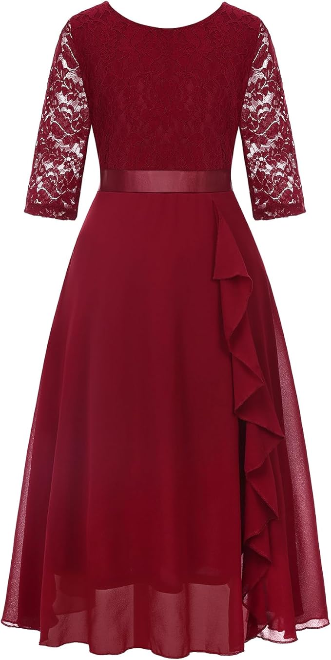 This girls' dress has a ruffled butterfly sleeve design and an elasticized waist for a layered look. V-neck and loose tiered ruffled hem make this summer dress more stylish.