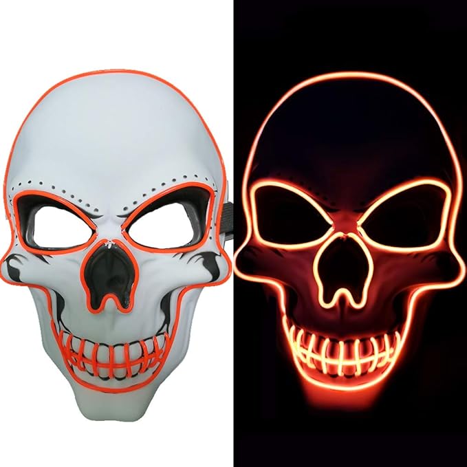 you wear Scary costumes, a Unique scary skull mask to fit costumes.Mask LED Light up Costumes Scary Mask for Party Supplies Favor