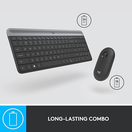 This wireless keyboard and mouse, ambidextrous 3 button mouse with high precision optical tracking and mechanical scroll wheel. Slim Wireless Keyboard and Mouse Combo - Modern Compact Layout, Ultra Quiet, 2.4 GHz USB Receiver