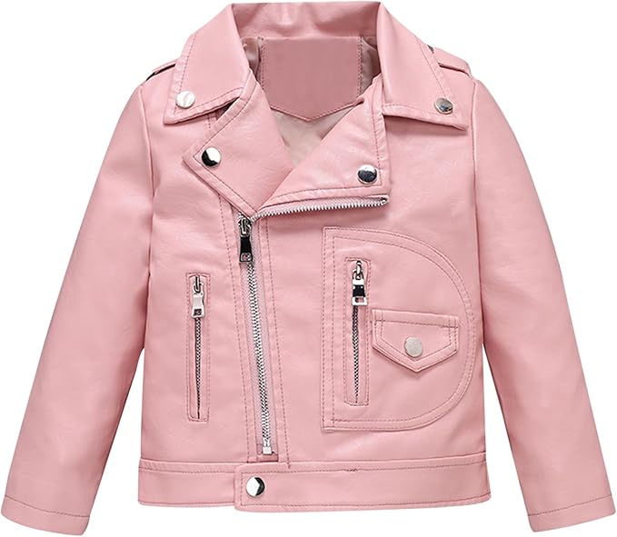 Perfect for spring and autumn, this leather top coat provides just the right amount of warmth and style,  Girls Faux Leather Jacket for girls