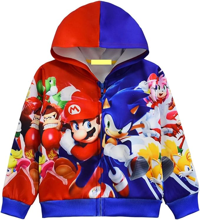Polyester material, bright 3D printing, no fading, no wrinkle,  Long Sleeve Zipper Coat Casual Wear Fashion Sweater