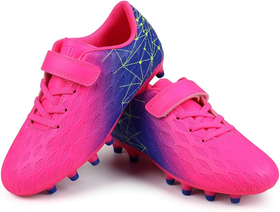 these cleats provide a secure and personalized fit without the hassle of tying laces.Ground Soccer Cleats Girls Boys Athletic Football Shoes