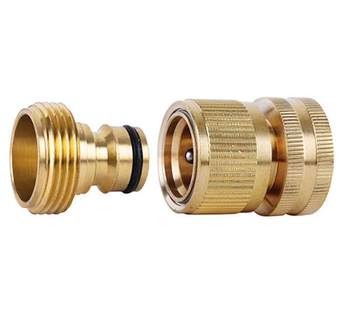 PACK OF 5, Precision design garden hose thread, can tightly fit the hose, totally leak proof,  Solid Brass 3/4 inch GHT Thread Easy Connect