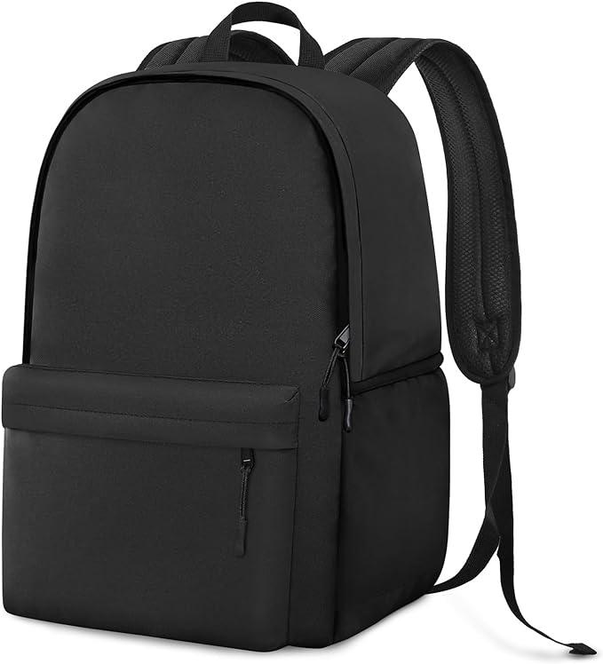 Backpack Classic Basic Backpack Lightweight Bookbag for College, The side pockets can hold water bottles and umbrellas.