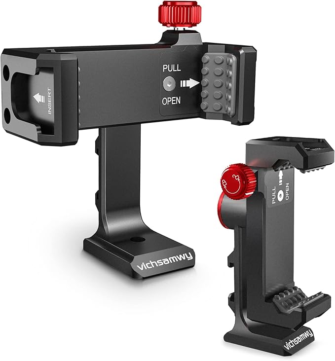 Adapter Compatible with iPhone 14/13/12 Pro Max, Samsung S23 S22 Ultra,  Metal Phone Tripod Mount with 3 Cold Shoes and 1/4 Arca Port Locking Knob,360°Smartphone Tripod Adapter Compatible with iPhone 14/13/12 Pro Max,