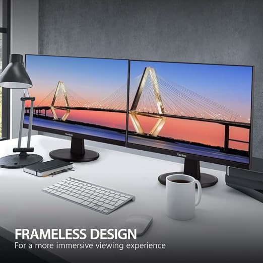 24 Inch Full HD (1920x1080p) LED monitor with thin bezels and 75Hz refresh rate, 24 Inch Full HD 1080p Monitor with Ultra-Thin Bezel, AMD FreeSync, 75Hz, Eye Care, and HDMI, VGA Inputs for Home and Office