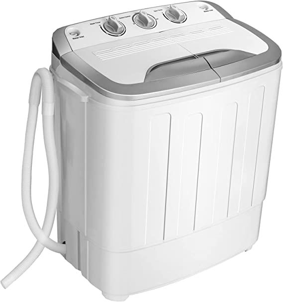 Portable Washing Machine, 13lbs Mini Twin Tub, 8Lbs Washer & 5Lbs Spinner, Compact Laundry Washer Combo