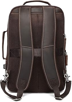 Roomy compartments provide separated space for your 15.6” computer, iPad, files, pens, wallet, notebooks and all your items. Shoulder Travel Bag Rucksack, Brown, Large, Rucksack Backpacks Pure Leather