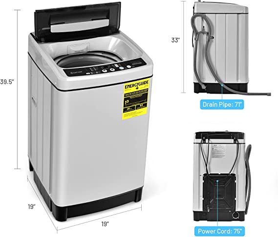 Washing Machine, 11Lbs Capacity Full-automatic Washer with 8 Wash Programs,
