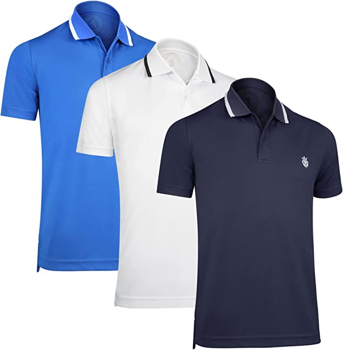 Mens Striped Short Sleeve Polo Shirts 3 Pack